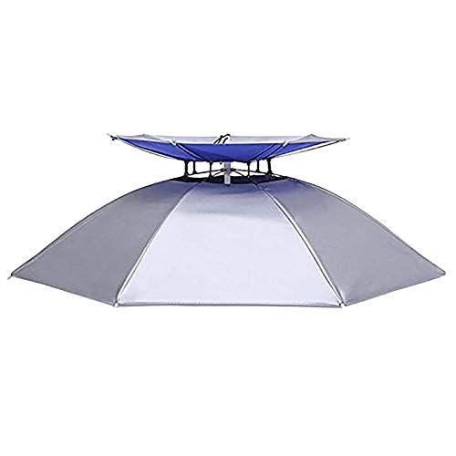 Doppelstöckiger Anti-UV-Regenschirmhut Atmungsaktiv und Faltbar Outdoor Sonne Golf Angeln Camping Leichte Kopfbefestigung Kappe Schirm von QZWGZ
