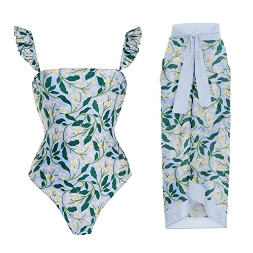 Qaonsciug 2 x Badeanzug-Outfits, ärmellos, Bademode, Strandrock, Überzug für Damen, Badeanzug, Strandrock, Coverups für Damen von Qaonsciug