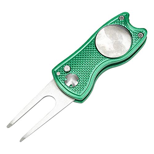 Qaonsciug Golf-Putting-Golfball-Marker-Werkzeug mit Knopf, Golf-Training, Golf-Pitchgabel-Reparatur-Gabel von Qaonsciug