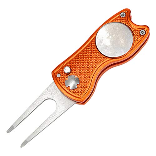 Qaonsciug Golf-Putting-Golfball-Marker-Werkzeug mit Knopf, Golf-Training, Golf-Pitchgabel-Reparatur-Gabel von Qaonsciug