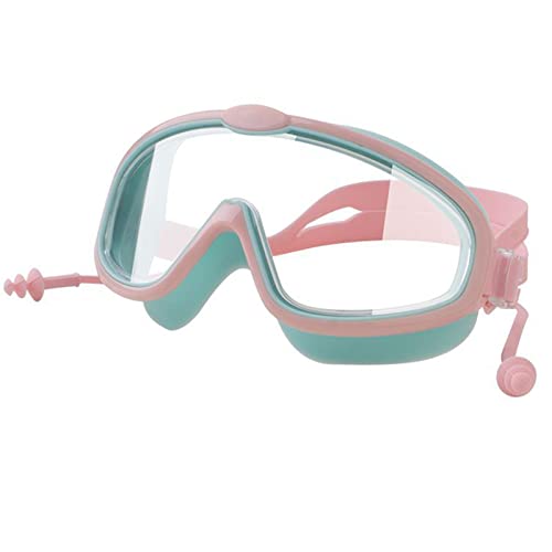 Qaonsciug Kinder-Schwimmbrille mit Ohrstöpseln, kein Drücken auf das Auge, breite Sicht, tolles Geburtstagsgeschenk für Jungen und Mädchen, Poolbrille für Kinder von Qaonsciug