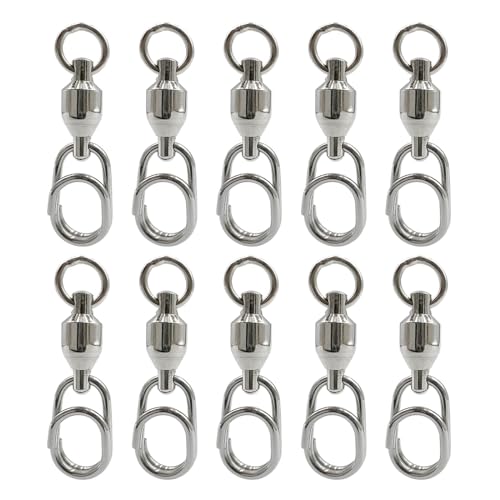 Qaonsciug Kugellager-Wirbel mit geschweißten Ringen, hochfeste Stähle, Angelwirbel, Schnappwirbel, 8-förmige Ringe, 10 Stück von Qaonsciug