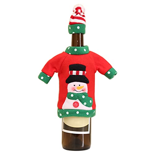 Qaonsciug Pullover Weihnachten Weinflaschenüberzug Urlaub Weinflasche Pullover Abdeckung mit Hut Set für Party Neujahr Dekorationen Weihnachten Weinflaschenhülle, B von Qaonsciug