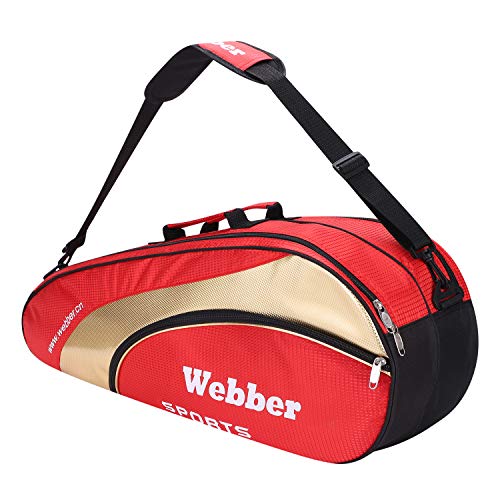 Qchomee Badminton Schlägertasche Schlägerhülle Multifunktionale Tasche Große Kapazität mit Verstellbarem Schultergurt & Tragegriff Squash Tennis Racket Bag von Qchomee