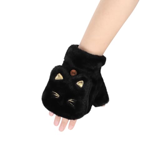 Winterhandschuhe Damen Halbfinger Handschuhe mit Flip Top Plüschhandschuhe Cartoon Katze Fäustlinge Plüsch Warm Fingerhandschuhe Winddicht Thermohandschuhe Weich Damenhandschuhe Skifahren Radfahren Winterhandschuhe Damen Halbfinger Handschuhe mit Flip Top Plüschhandschuhe Cartoon Katze Fäustlinge Plüsch Warm Fingerhandschuhe Winddicht Thermohandschuhe Weich Damenhandschuhe Skifahren Radfahren von Qchomee