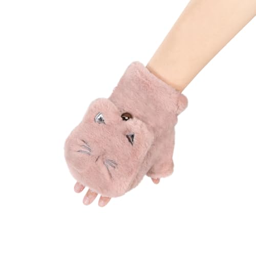 Winterhandschuhe Damen Halbfinger Handschuhe mit Flip Top Plüschhandschuhe Cartoon Katze Fäustlinge Plüsch Warm Fingerhandschuhe Winddicht Thermohandschuhe Weich Damenhandschuhe Skifahren Radfahren Winterhandschuhe Damen Halbfinger Handschuhe mit Flip Top Plüschhandschuhe Cartoon Katze Fäustlinge Plüsch Warm Fingerhandschuhe Winddicht Thermohandschuhe Weich Damenhandschuhe Skifahren Radfahren von Qchomee