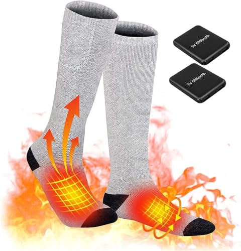 Beheizte Socken für Herren Damen Beheizbare Socken Elektrische USB Boot Socken mit 3 Geschwindigkeiten Temperaturregelung Winter Schnell Heizung Thermosocken Warme Socken von Qdreclod