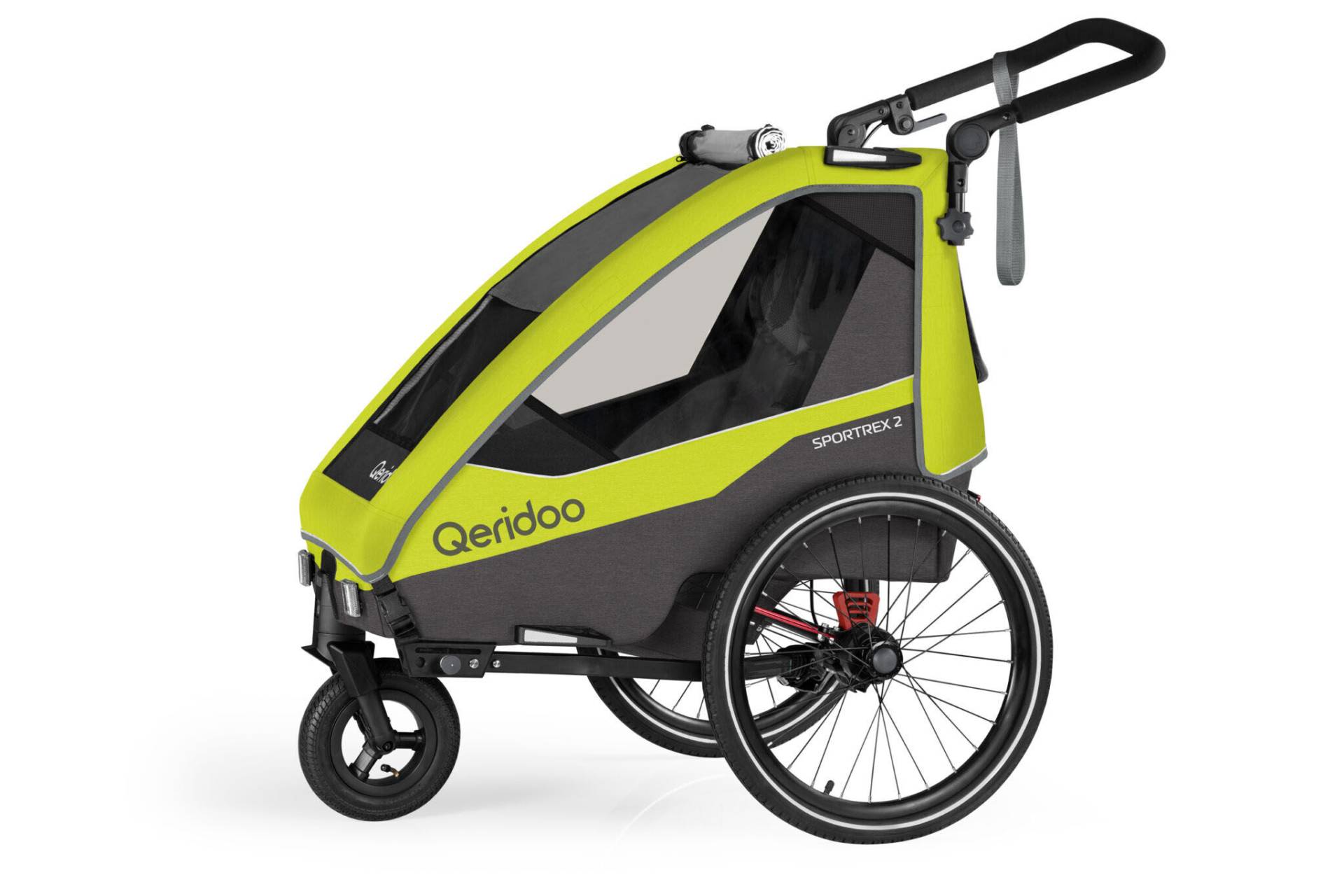 Qeridoo Sportrex 2 Kinder Fahrradanhänger Lime Green 2023 von Qeridoo