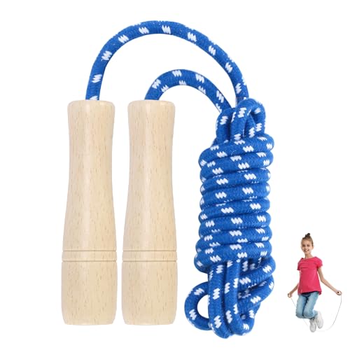 Qetlavee Springseil Kinder, 220CM Verstellbare Seilspringen, mit Holzgriff, Skipping Rope Schulanfang Geschenke für Jungen und Mädchen von Qetlavee
