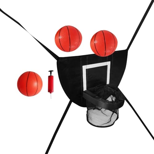 Qianly Basketballkorb für Trampolin Leichte Baseboard Kinder Basketballkorb Basketballständer, mit DREI Bällen von Qianly