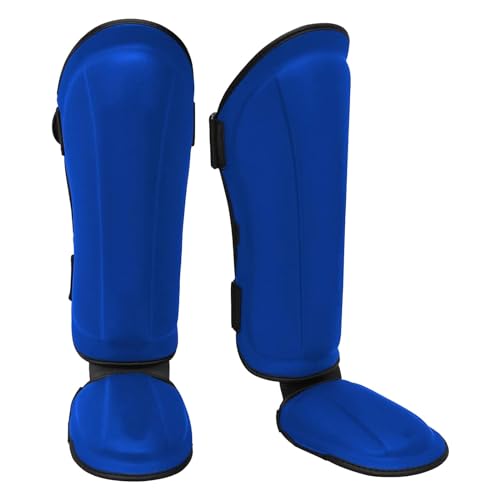 Qianly Schienbeinschoner für Kampfsportler Hochleistungs Beinschutz, Blau XL 42cmx20cm von Qianly