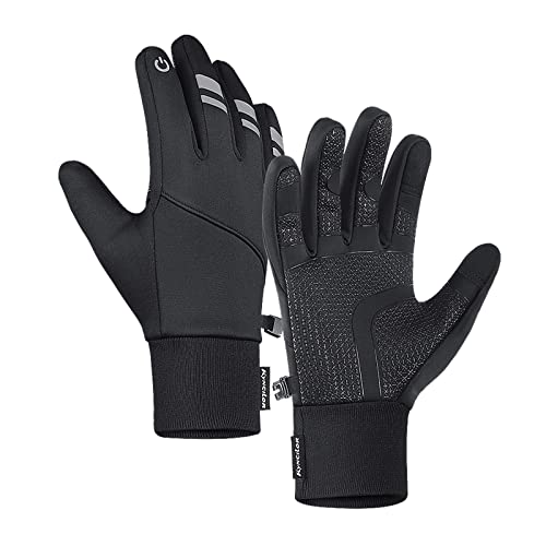Qikuver Handschuhe Herren Damen, Touchscreen Fahrradhandschuhe, rutschfest Wasserdicht Radhandschuhe, Thermofutter-Handschuhe, für Skifahren Wandern Bergsteigen (XL) von Qikuver