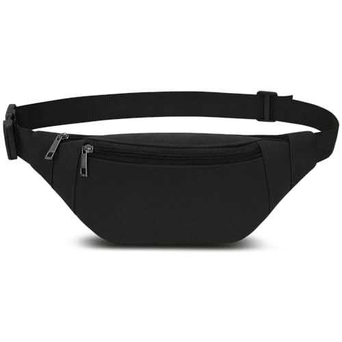 Bauchtasche Gürteltasche Hüfttasche für Herren Damen Wasserdicht Stylisch Nylon Unisex Bum Waist Fanny Pack für Outdoor Sport Reise Wandern Hundetraining (Schwarz) von Qinlov