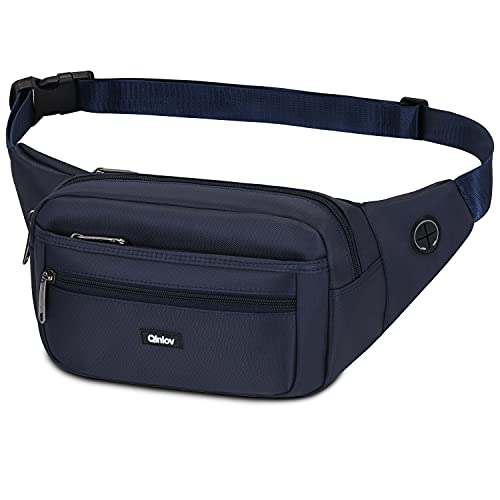 Bauchtasche wasserdichte Gürteltasche Damen und Herren für Handy bis 6.8 Zoll, Hüfttasche Sport Running Camping Fahrrad Reisen Joggen Laufen Laufgürtel (Navy blau) von Qinlov