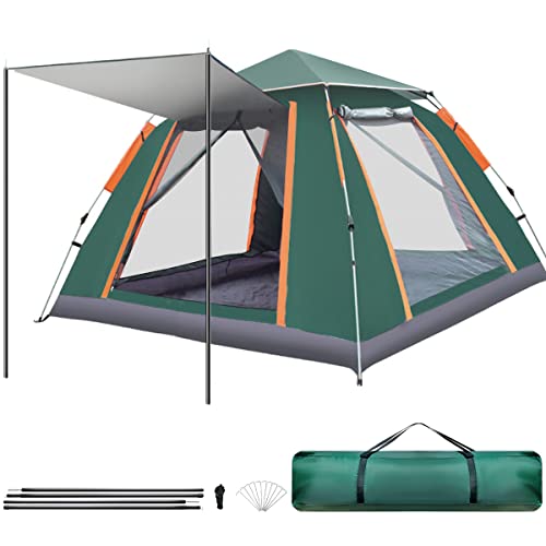 Qisan Hydraulic Dome Tent Automatic Camping Tents 3-4 Person Canopy with Carrying Bag Easy to Set up and Package for Outdoor Backpacking Hiking-Grün von Qisan
