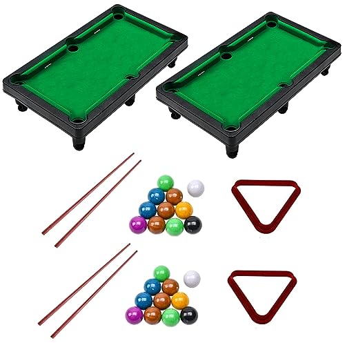 Qixuer 2 Sätze Mini Pool Billardtisch, Kleine Billardtisch Mini Pool Billardtisch Pooltisch Spiel Kleine Billardtisch Spiel Set Tragbarer Stressabbau Tisch Snooker Puzzle Billardtisch für Kinder von Qixuer