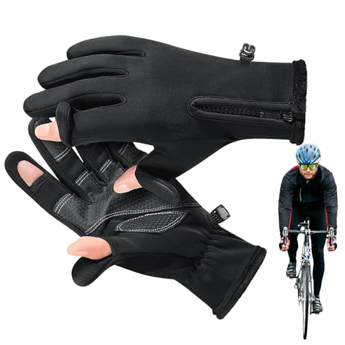 Qizeroty wasserdichte warme Fäustlinge,Screen Touch Fäustlinge | rutschfeste Screen Touch Fahrradhandschuhe,Winddichte Herbstfäustlinge, verschleißfester Fäustling zum Spazierengehen von Qizeroty