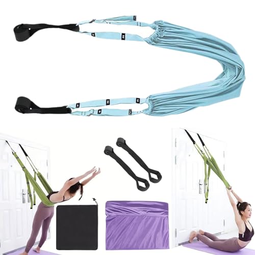 2024 New Yoga Stretching Strap Door, Aerial Yoga Rope for Back Pain, Aerial Yoga Rope, Unlock Pain-Free Living, Targeted Back Pain Relief (Blue) von Qosigote