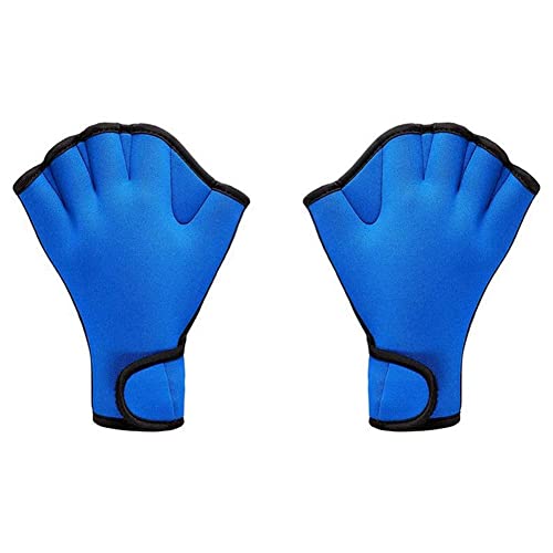 Qtynudy Schwimmtraining, TauchausrüStung, rutschfeste Halbfingerhandschuhe für Schwimmtraining für Erwachsene und Kinder,Blau+M von Qtynudy