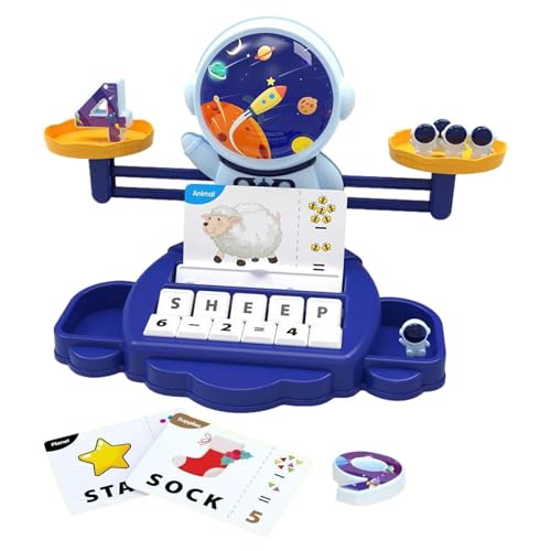 Quaeetyu Balance-Zählungs-Mathe-Spiele - Maßstabs-Astronautenspielzeug zum Zählen - Waage Montessori Digitales Zählspielzeug, tragbares Frühpädagogisches Spielzeug für Mädchen und Jungen im von Quaeetyu