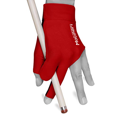 Molinari Billard-Queue-Handschuh für linke Hand (Rechtshänder), Größe L, Rot von Quality gloves