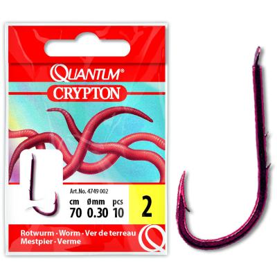Quantum #10 Crypton Rotwurm Vorfachhaken rot 0,20mm 70cm 10Stück von Quantum