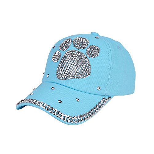 Queenbox Baseball Cap Mit Strass Bling Luxus Männer Frauen Kind Sommer Lässig Einstellbar Hip Hop Sonnenblende Hut, Blau von Queenbox