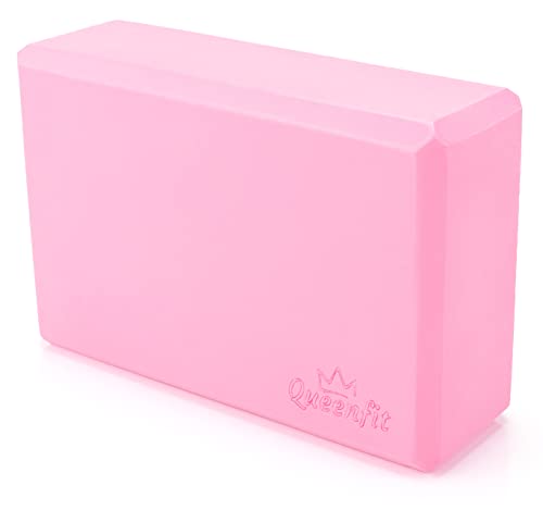 Queenfit Yoga Block für Yoga, Gymnastik und Pilates Training, Yoga für Anfänger, Hochwertige Eva-Schaum Yogablock, Fitness Zubehör, Yoga Blöcke für Pilates, Gymnastik, Joga und Meditiation, Rosa von Queenfit