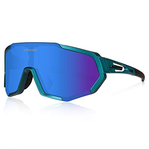 Queshark Sportbrillen Fahrrad Brillen Damen Herren Polarisierte UV400 Schutz mit 3 Wechselgläser Radbrillen für Outdoor-Sport Radfahren Motorradfahren Laufen Angeln Golf von Queshark