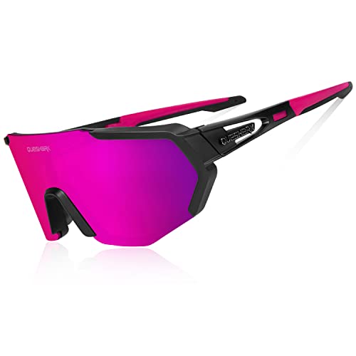 Queshark Fahrradbrille,TR90 Unbreakable Frame Polarisierte Sport Sonnenbrille,Fahrradbrille für Männer Frauen mit 5 Wechselobjektiven,zum Fahren Angeln Glof Baseball Laufen von Queshark