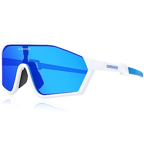 Queshark Polarisierte Fahrradbrille - Radsport Brillen für Männer & Frauen - UV400 Schutz,Sportbrille MTB & Snowboard Zubehör von Queshark