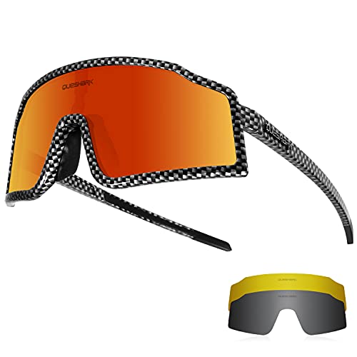 Queshark Radfahren Sonnenbrillen Fahrradbrillen Für Männer Frauen 1 Polarisierte 2 HD Linse Anti UVA UVB Für MTB Rennrad Laufen Angeln Wandern von Queshark