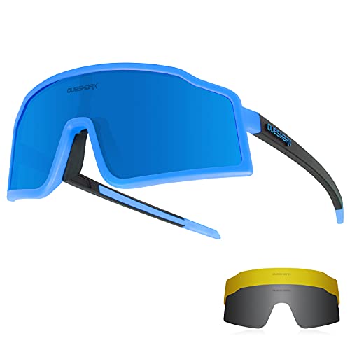 Queshark Radfahren Sonnenbrillen Fahrradbrillen Für Männer Frauen 1 Polarisierte 2 HD Linse Anti UVA UVB Für MTB Rennrad Laufen Angeln Wandern von Queshark
