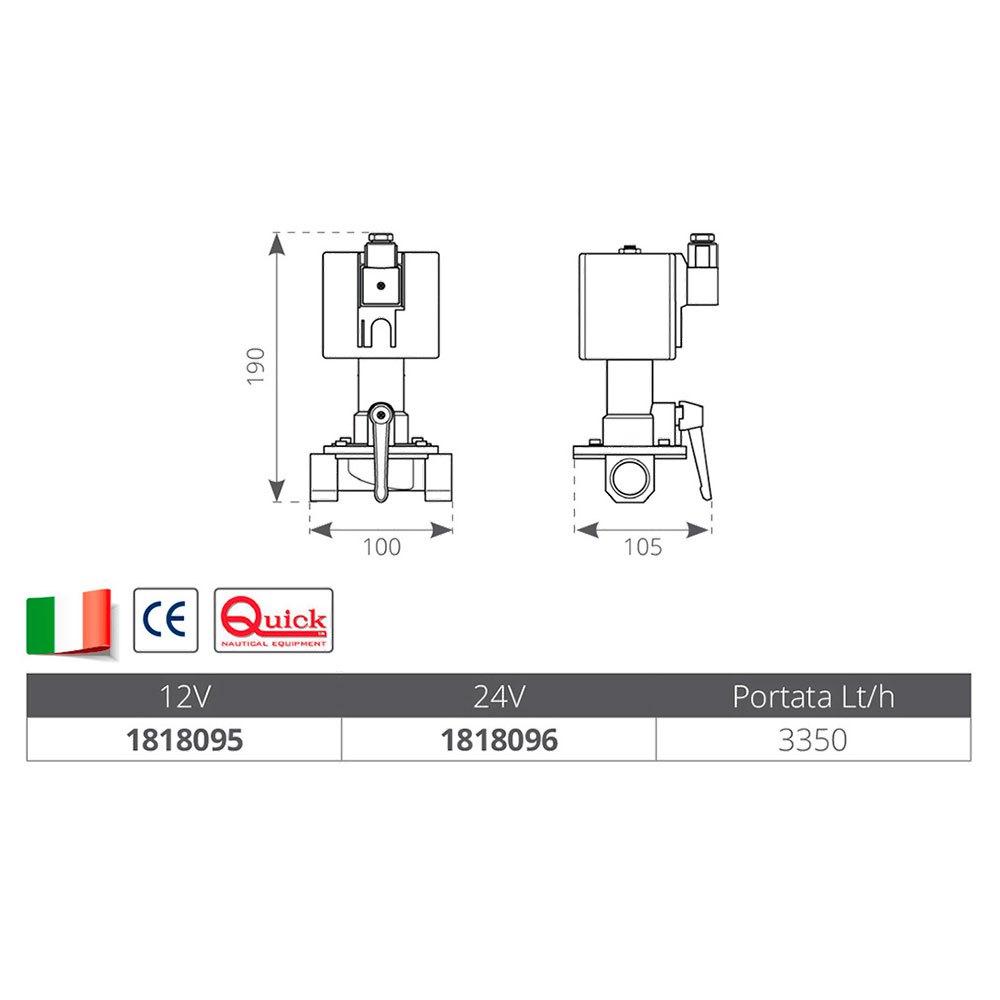 Quick Italy 12v Solenoid Valve Silber von Quick Italy