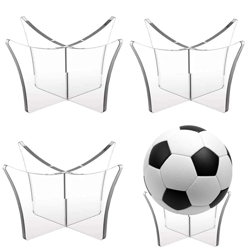Quixotical 3 Stück Acryl Ballhalter – Transparenter Ballständer für Basketball, Fußball, Rugby & mehr, 12×12×6,4 cm, stabil & dekorativ von Quixotical