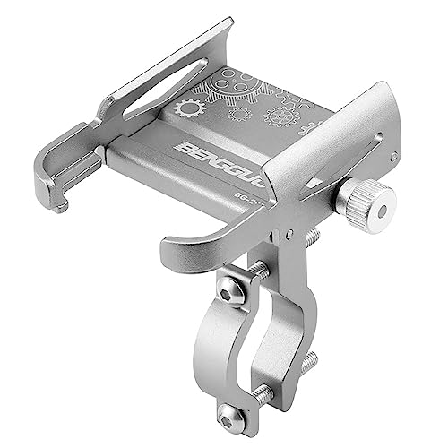 Quixotical Smartphone Halterung Fahrrad, 360° Drehbar Fahrrad Handyhalterung, Aluminiumlegierung Universal Fahrrad Halterung, für Alle 5,8-9,5 cm Breites Mobiltelefon(Silber) von Quixotical