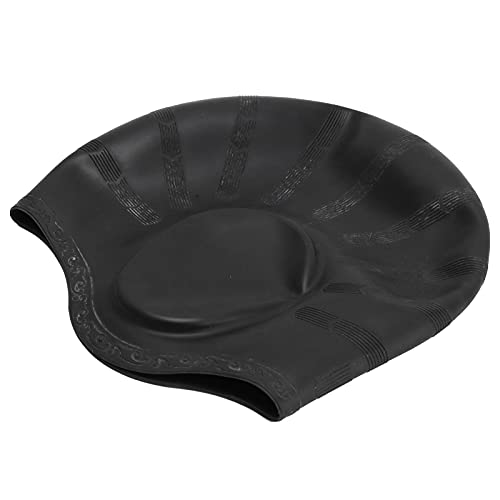 Qukaim Badekappe aus Silikon, dreidimensional, ergonomisch, wasserdicht, mit Ohrenschutz, Schwarz von Qukaim