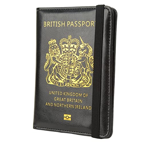 Qukaim Britain Reisepasshülle mit elastischem Gürtel, Multicard, Diebstahlschutz, wasserdicht, Reiseetui für Ausweis, mehrfarbig von Qukaim