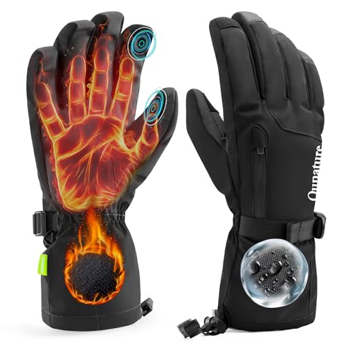 Qunature Ski Handschuhe Damen/Herren Skihandschuhe Thermo Winterhandschuhe Touchscreen wasserdichte Winddichte Schneehandschuhe XS-XL für Winter-Sports Skifahren, Snowboarden, Wandern Schwarz M von Qunature