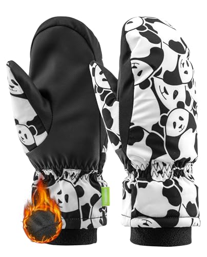 Qunature Skihandschuhe Panda-Design Handschuhe für 4-12 Kinder Winddichte und Warme Thermo Vollfingerhandschuhe für Winter Outdoor-Aktivitäten wie Skifahren, Eislaufen, Snowboarden L von Qunature