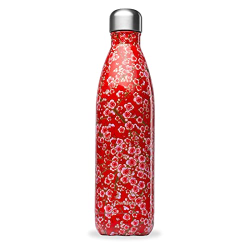 Qwetch - Flowers Thermosflasche - Rot 750ml - 24 Stunden kalt und 12 Stunden warm - Wasserdicht, BPA-frei & wiederverwendbar von QWETCH