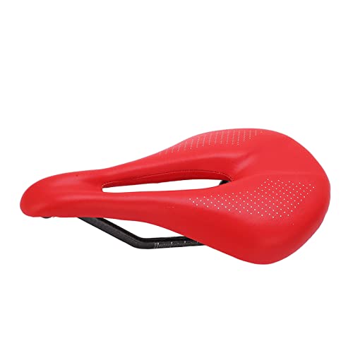 Qyebavge Fahrradsitz, Bequemer Fahrradsitz aus 3K-Carbonfaser-Leder, Stoßdämpfende Fahrradsättel Für MTB-Rennräder, 143 Mm(Rot) von Qyebavge
