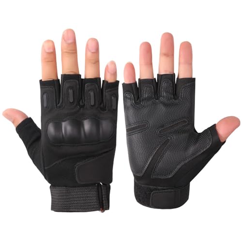 R-ISLAND Taktische Handschuhe, halbe Finger, Handschuhe für Motorrad, Fahrrad, Camping, Wandern, Airsoft Paintball (XXL, Schwarz) von R-ISLAND