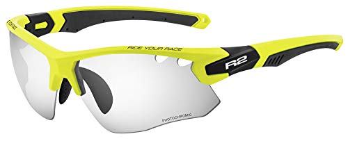 R&R R2 Multi-Sportbrille Crown | Radbrille | Sonnenbrille | Fahrradbrille | Laufbrille | Crossbrille für Damen und Herren (Neongelb/schwarz, Selbsttönend) von R&R