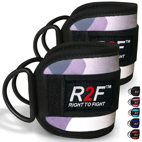 R2F Knöchelriemen Fitness (x2) - Knöchelgewichte Frauen Männer Knöchelriemen Fitness mit D-Ring-Manschette Riemenmanschette für Cable Machine von R2F RIGHT TO FIGHT
