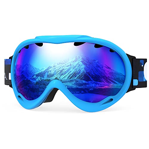 RABIGALA Bolle Skibrille Antibeschlag snowboard brille Doppellinse schneebrille 99% UV-Schutz stoßfest atmungsaktiv winddicht skibrille damen Weites Sichtfeld für Snowboarding/Motorrad(blue) von RABIGALA