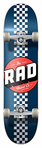 RAD Unisex – Erwachsene Checker Stripe Skateboard, Navy, 7.75" von RAD