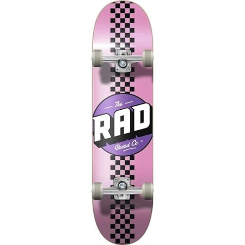 RAD Unisex – Erwachsene Checker Stripe Skateboard, Pink/Schwarz, 7.75" von RAD