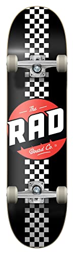 RAD Unisex – Erwachsene Checker Stripe Skateboard, Schwarz, 8" von RAD
