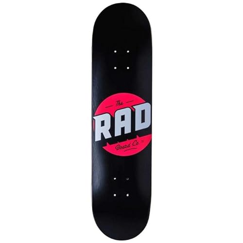 RAD Unisex – Erwachsene Solid Logo Skateboard, Schwarz/Rot, 8" von RAD